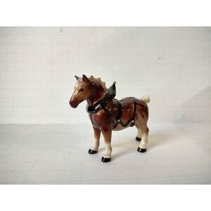 Vintage Hagen Renaker horse figurine miniature draft horse harness bay